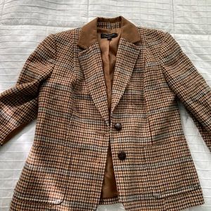 Talbots Brown/tan houndstooth blazer with elbow patches